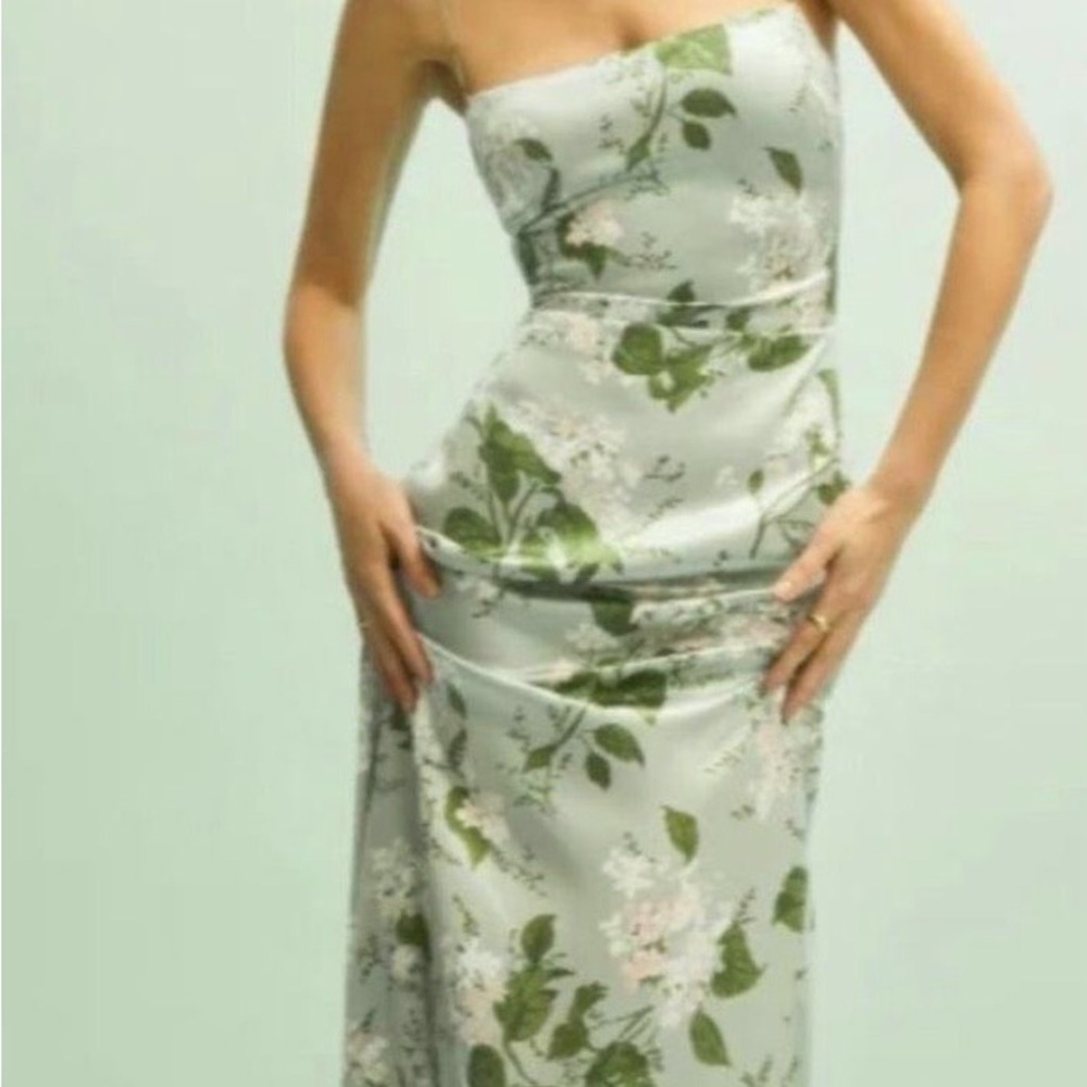Reformation Frankie silk Floral Mint Green Slip Dress - Picture 7 of 12